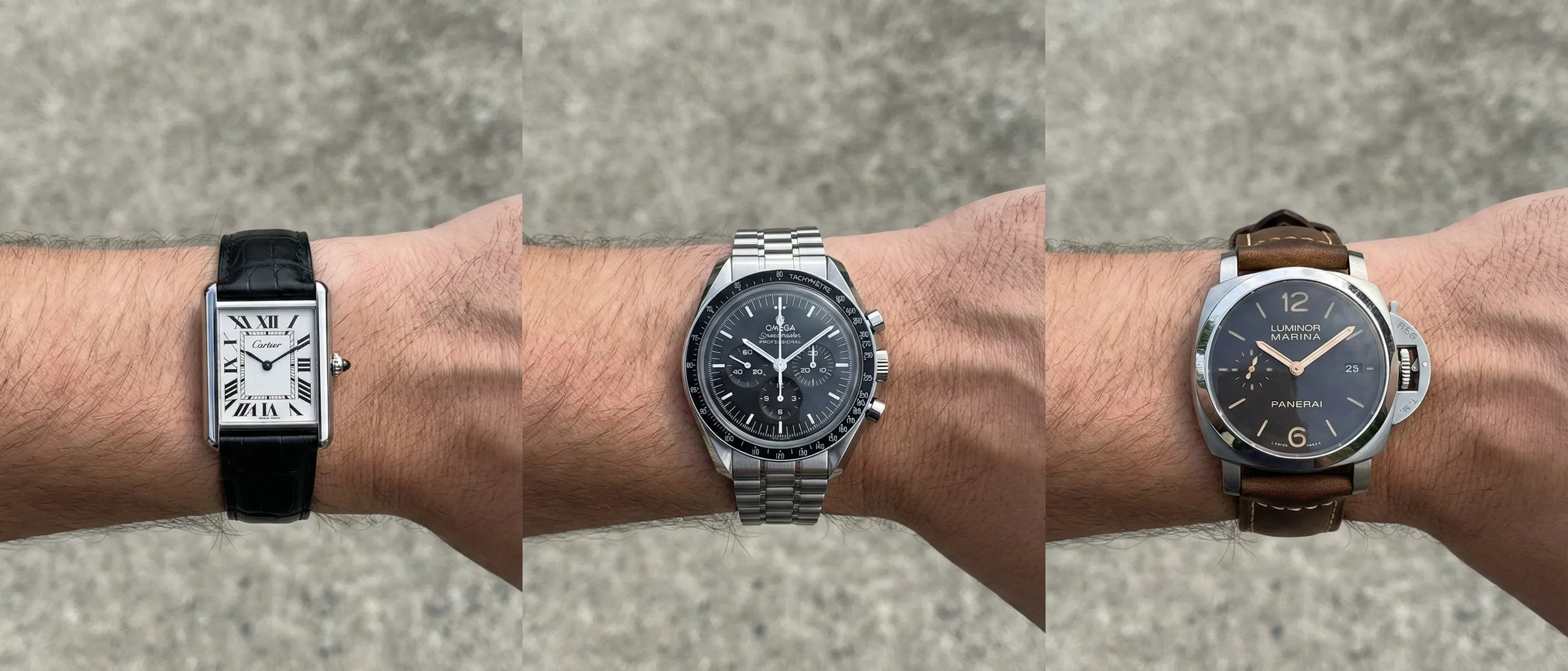 3 soorten horloge met verschillende wear