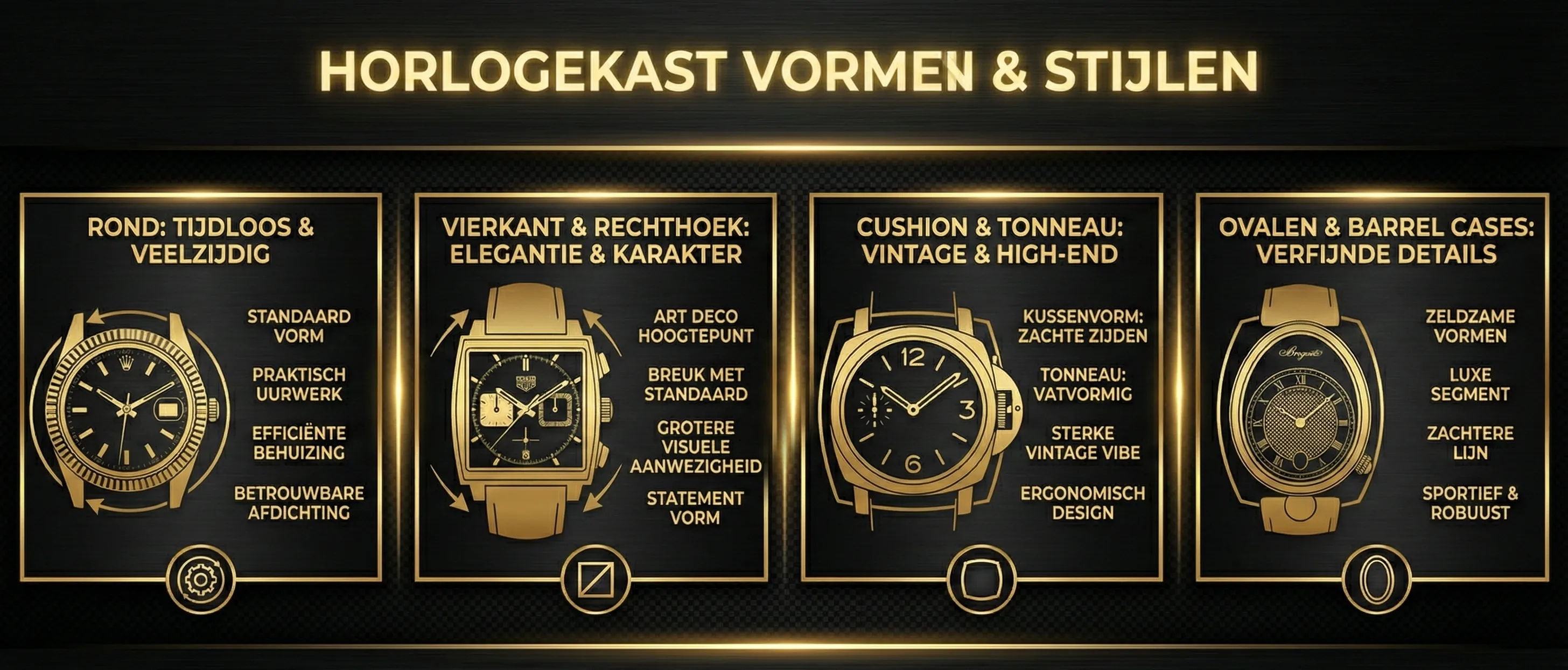 Horlogekast vormen naast elkaar