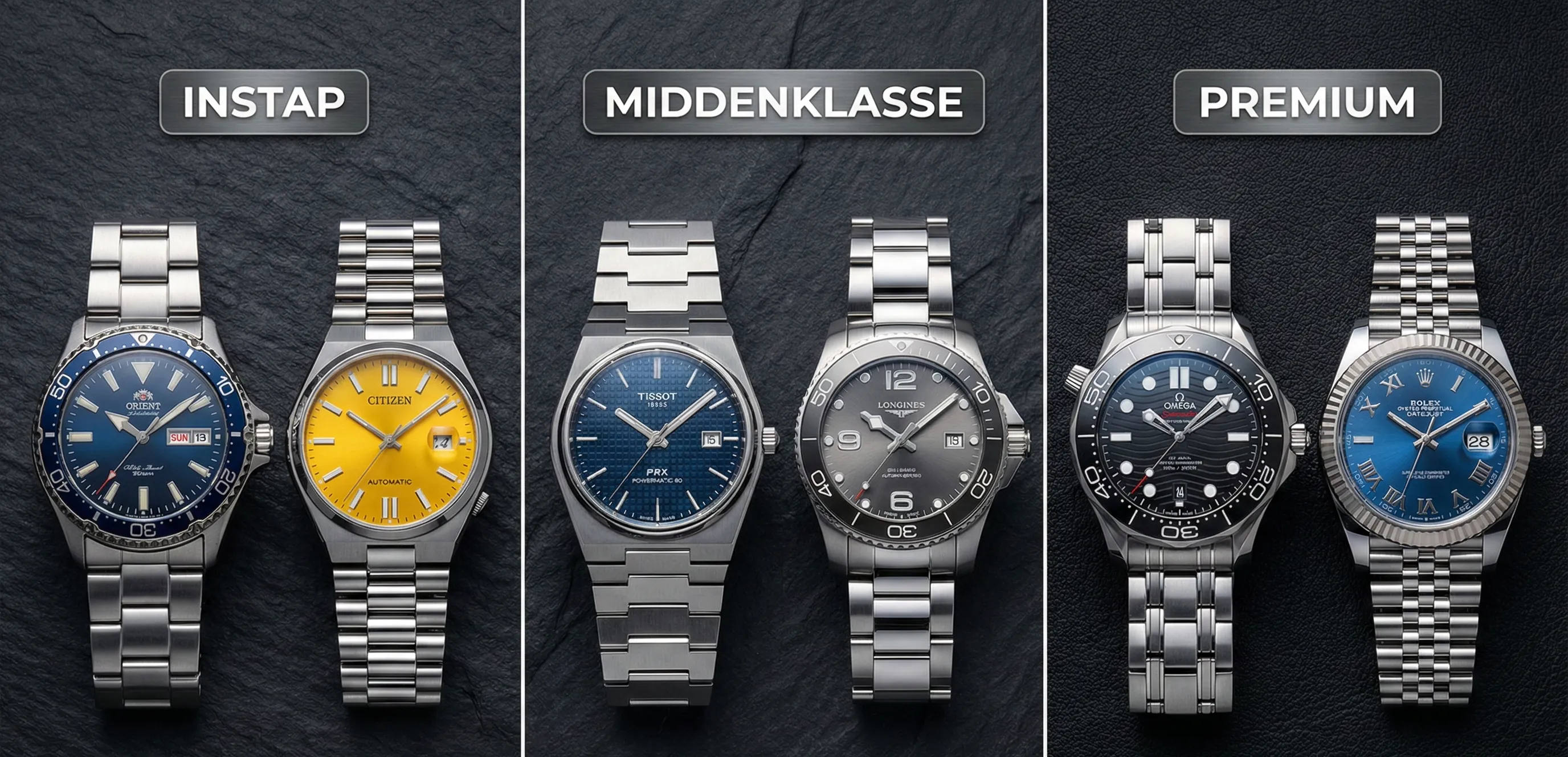 Horloges met saffierglas per prijsklasse