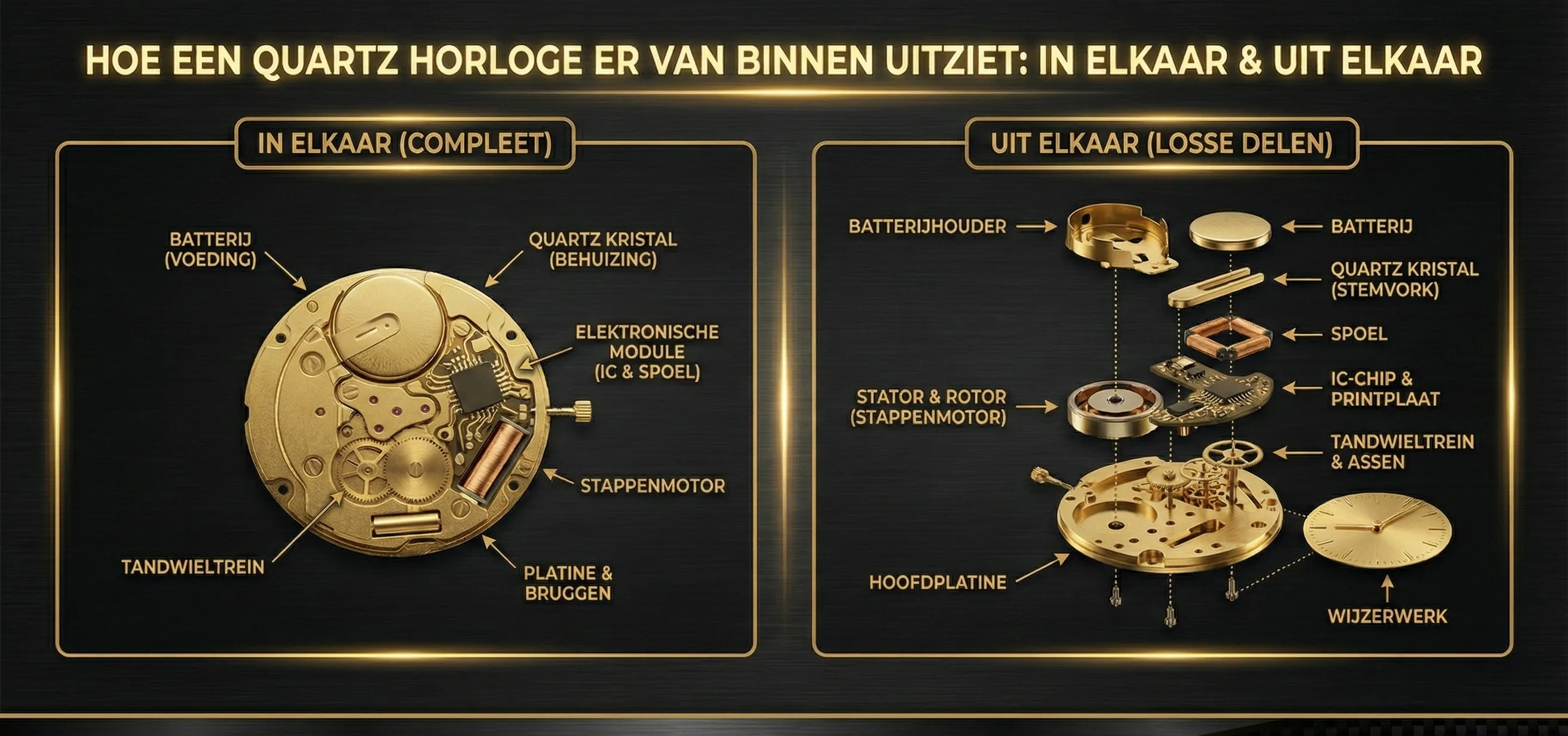Quartz in en uit elkaar