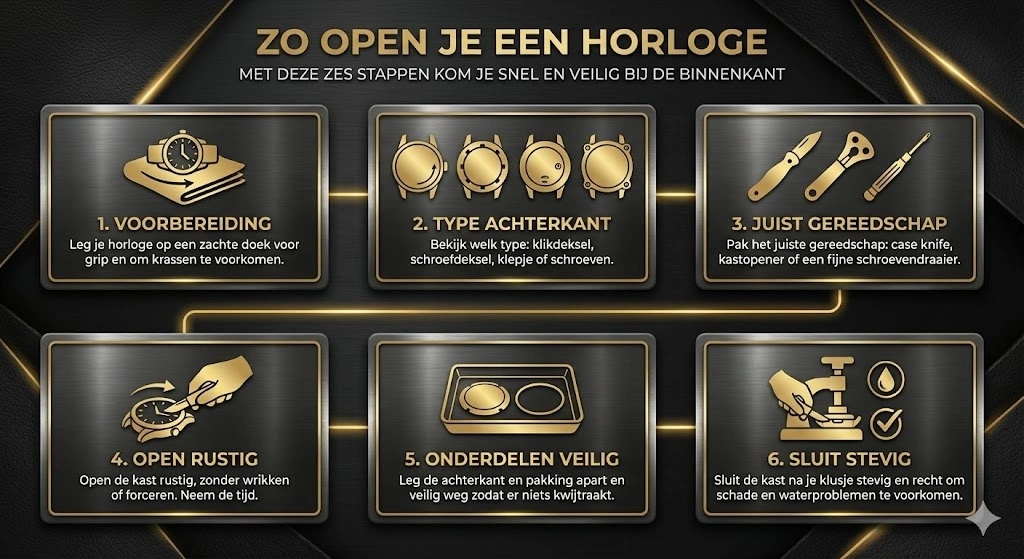 Stappenplan horloge openmaken