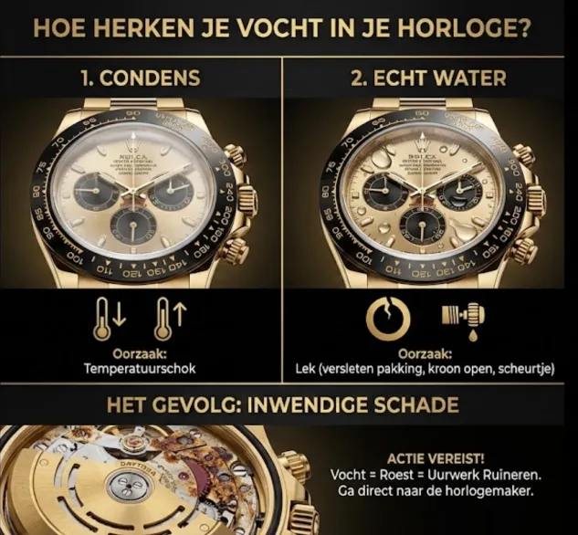 Vocht in horloge herkennen op daytona