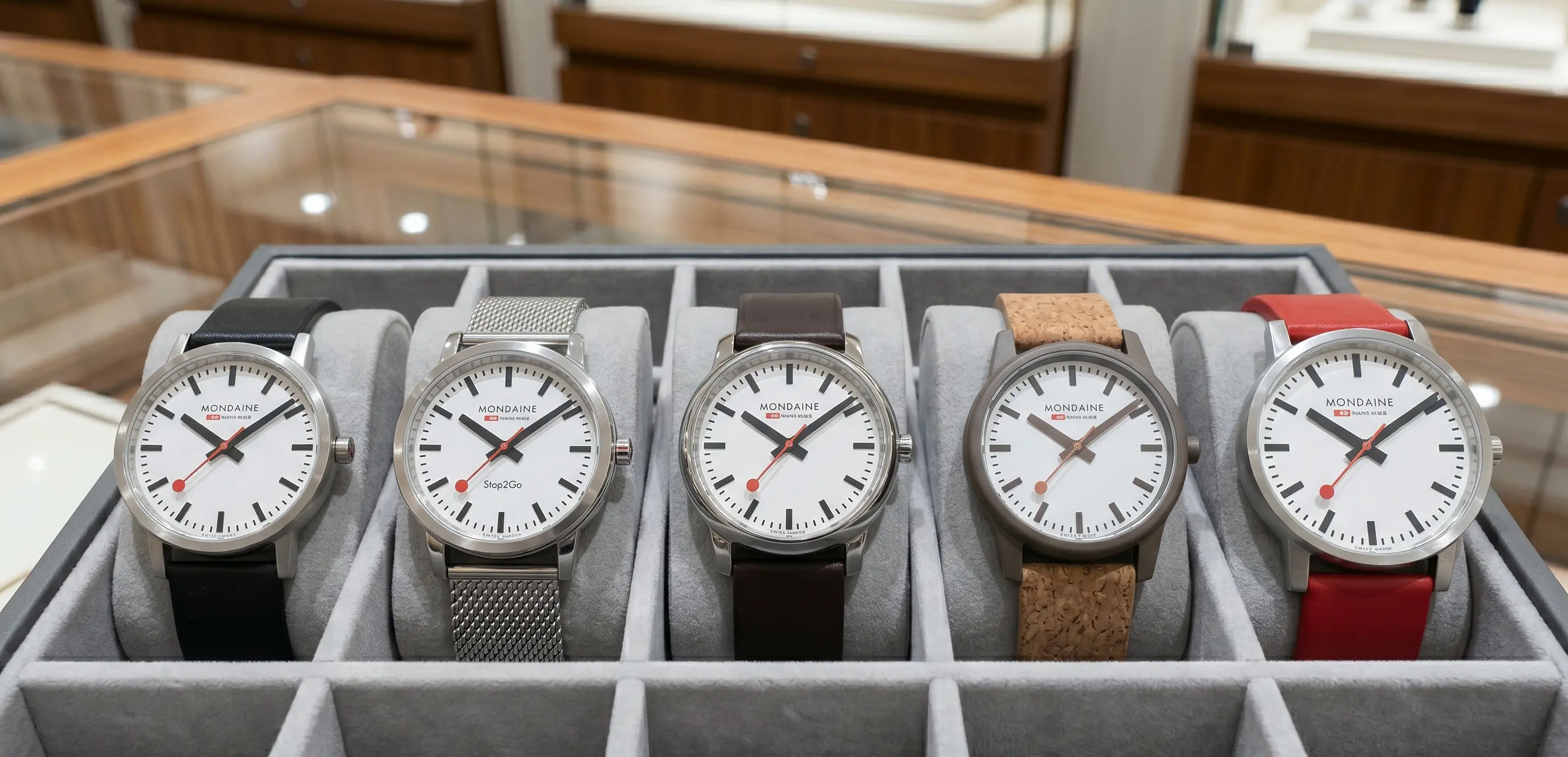 Mondaine modellen op een rij