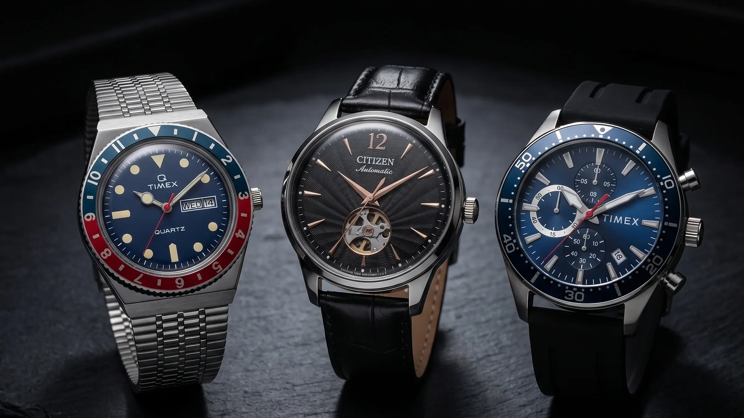 Timex Citizen en Timex horloge naast elkaar